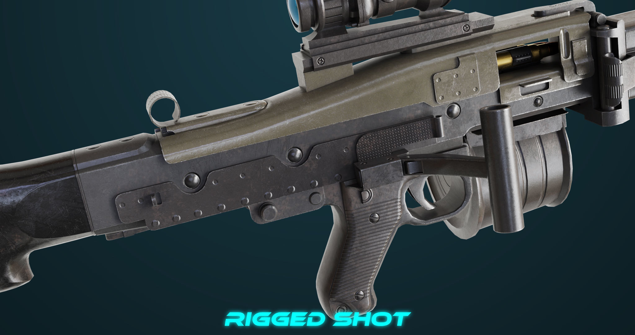 Machine Gun 08 Black All PBR Unity UE Textures Low-poly 3D model_27