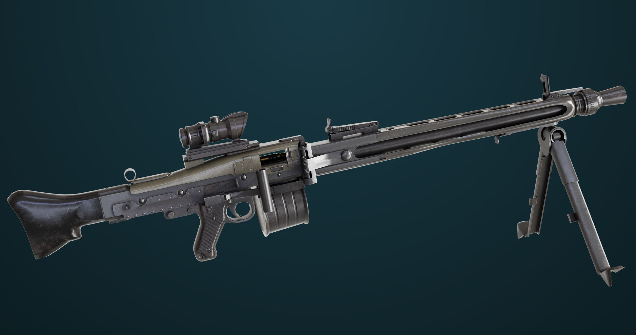 Machine Gun 08 Black All PBR Unity UE Textures Low-poly 3D model_12