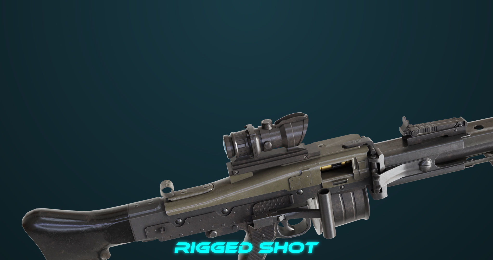 Machine Gun 08 Black All PBR Unity UE Textures Low-poly 3D model_21