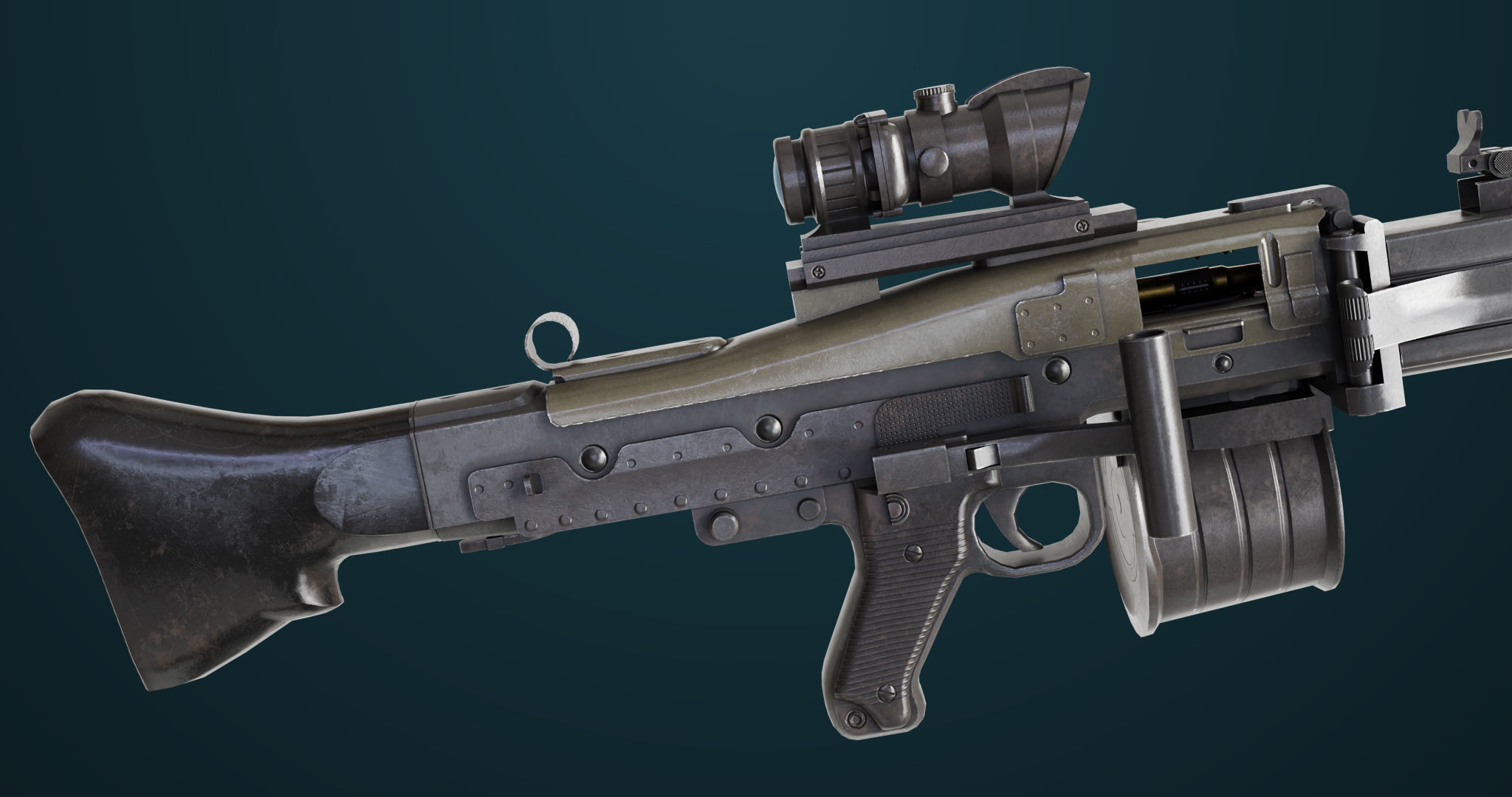 Machine Gun 08 Black All PBR Unity UE Textures Low-poly 3D model_13