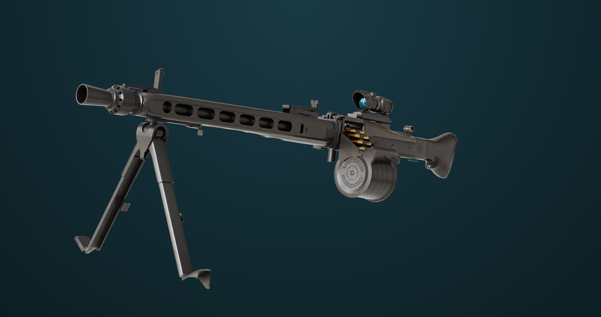Machine Gun 08 Black All PBR Unity UE Textures Low-poly 3D model_4