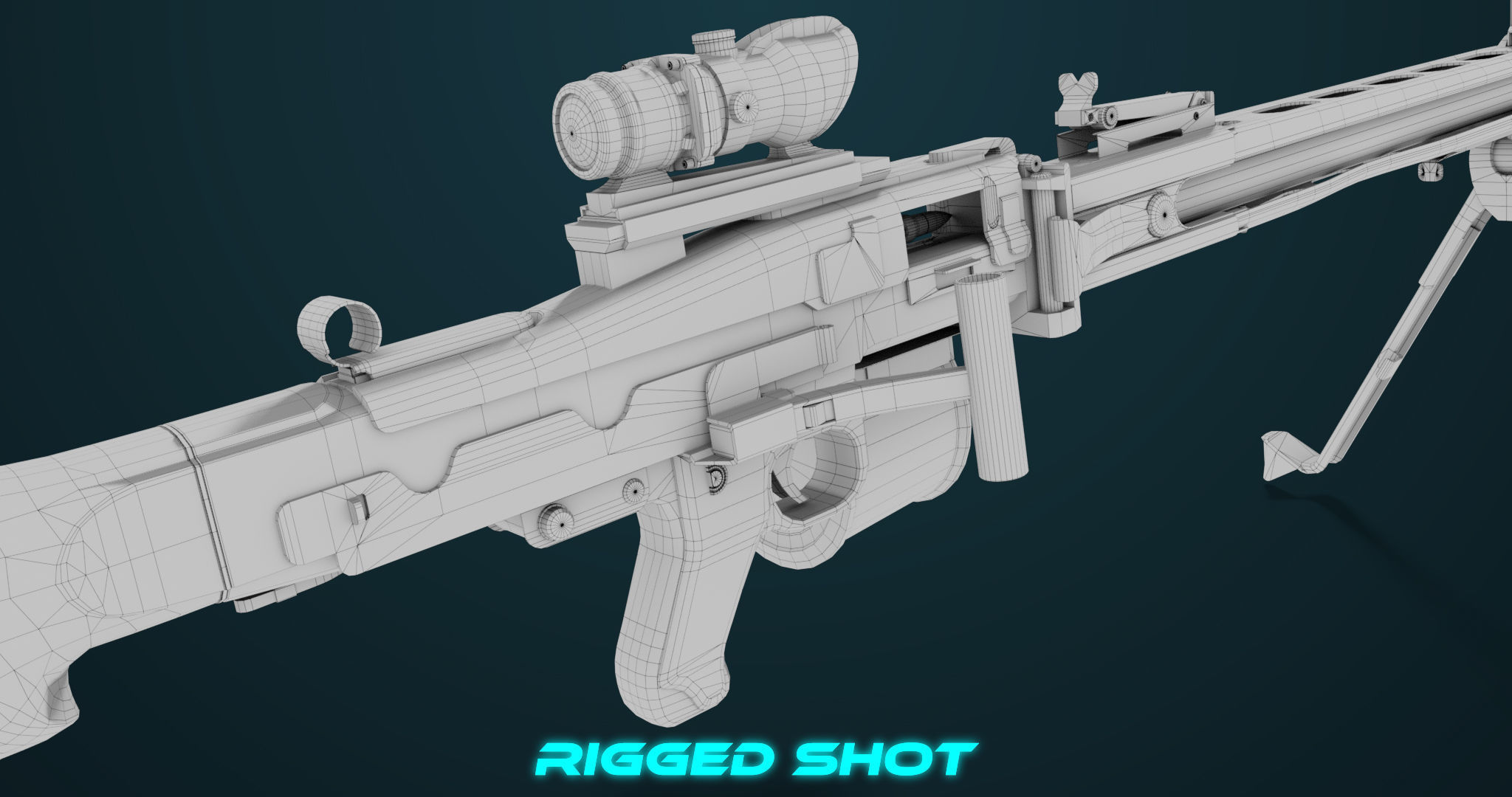 Machine Gun 08 Black All PBR Unity UE Textures Low-poly 3D model_45