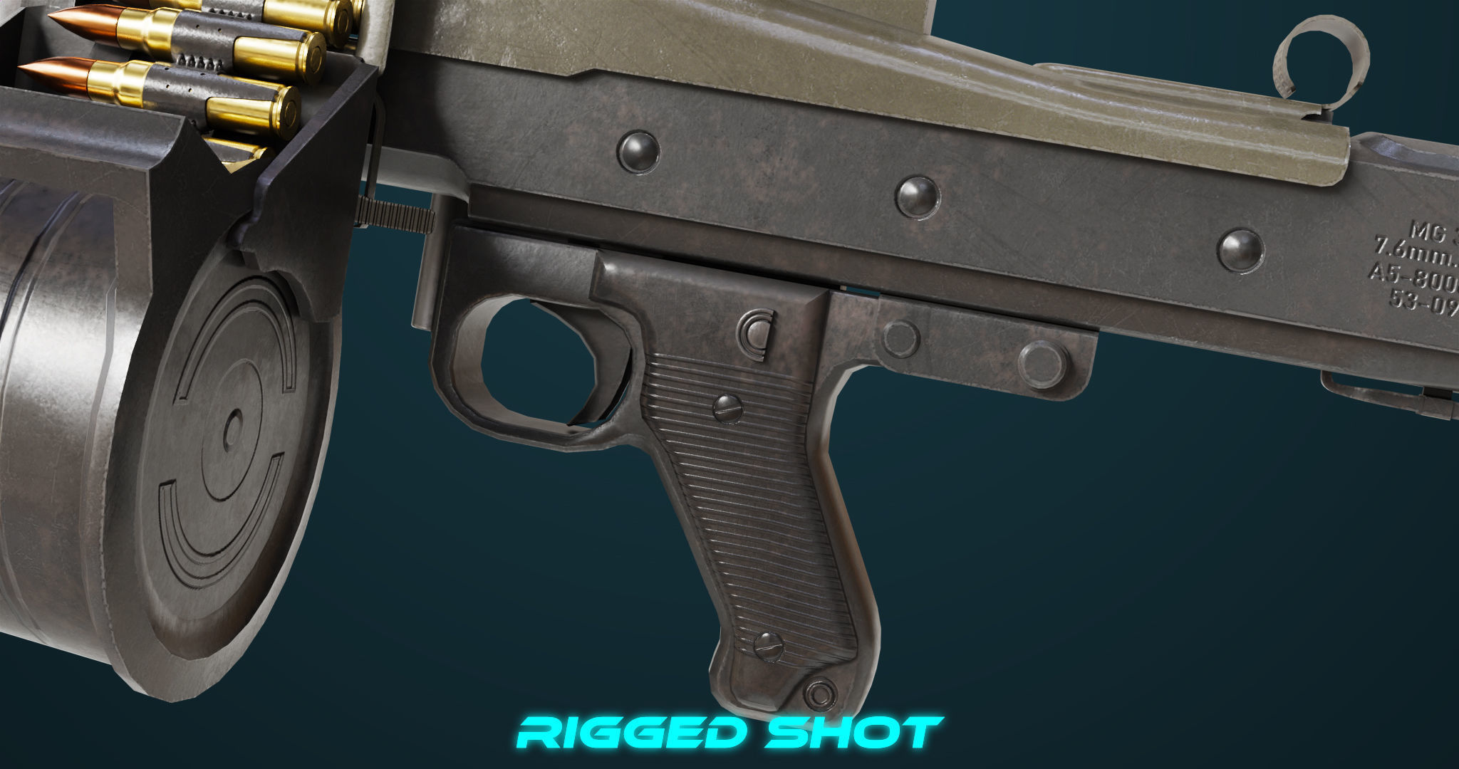 Machine Gun 08 Black All PBR Unity UE Textures Low-poly 3D model_25