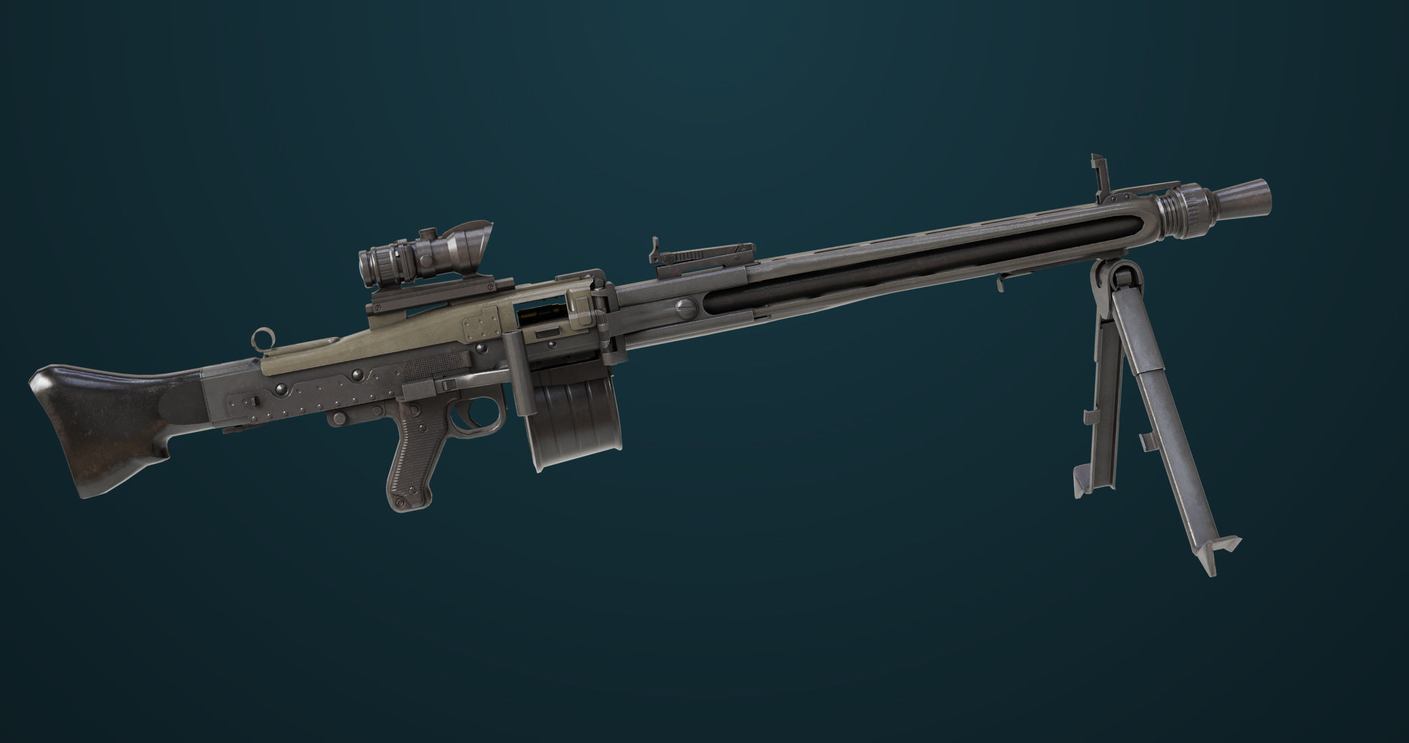 Machine Gun 08 Black All PBR Unity UE Textures Low-poly 3D model_7