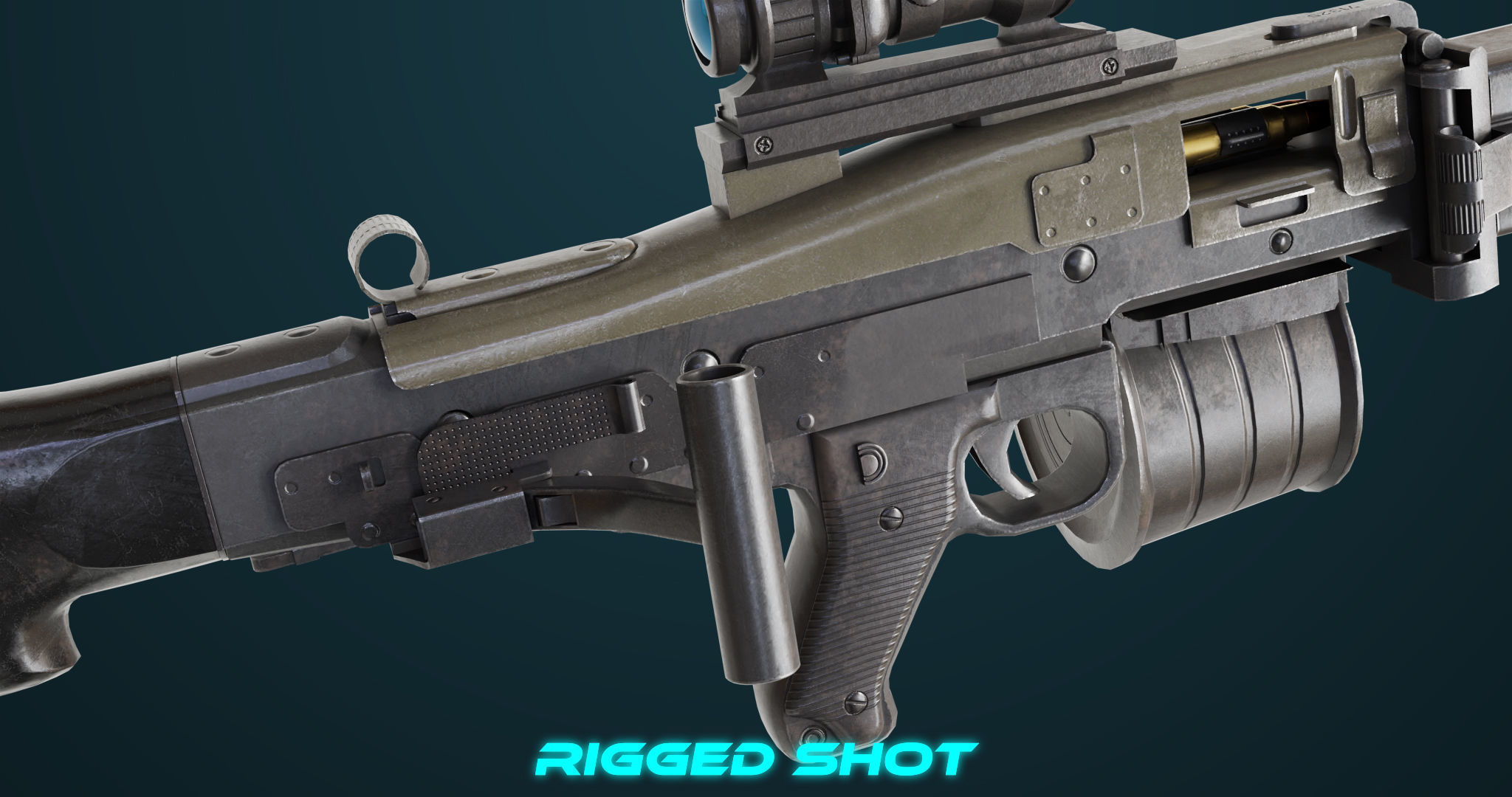 Machine Gun 08 Black All PBR Unity UE Textures Low-poly 3D model_28