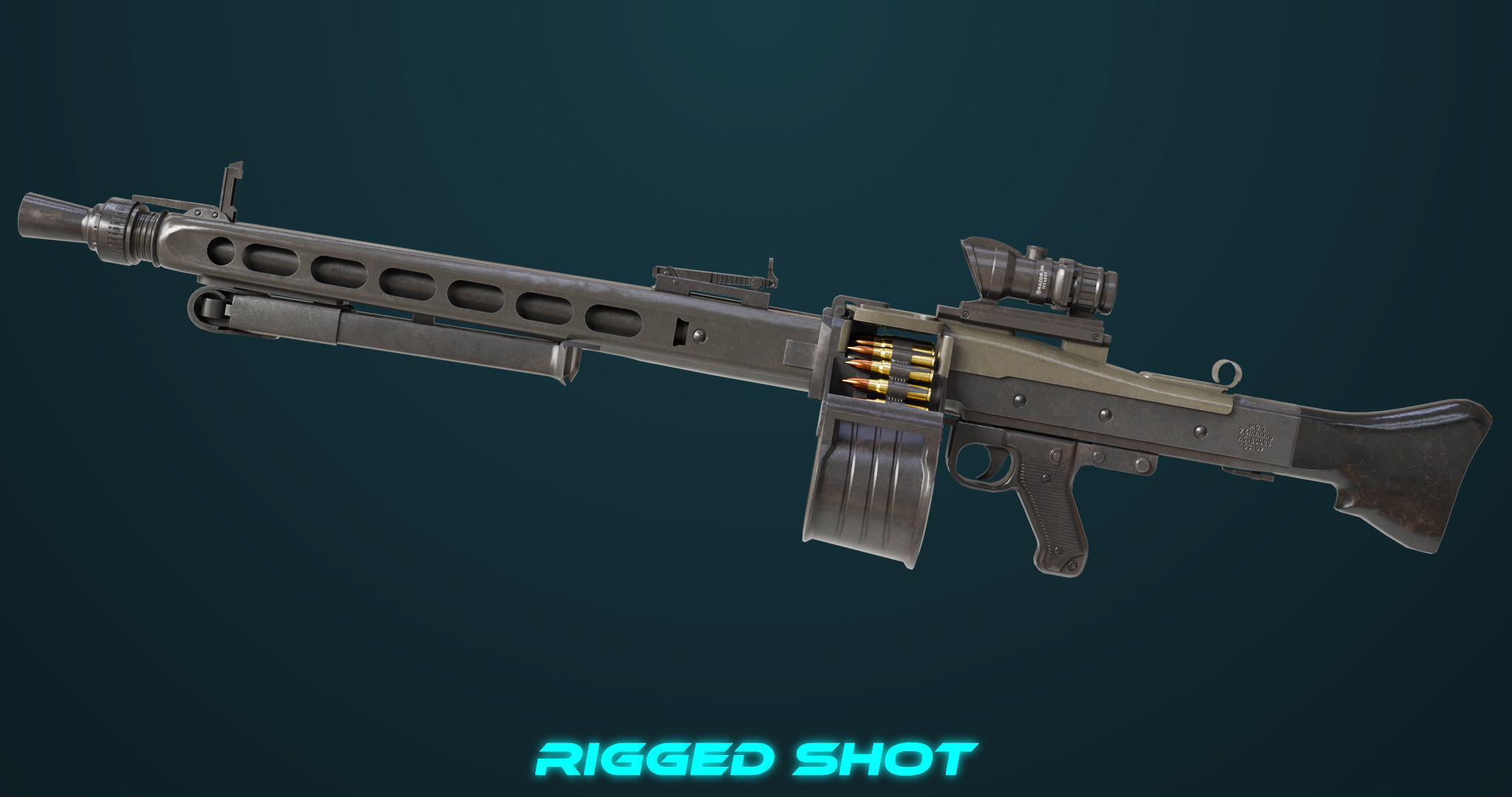 Machine Gun 08 Black All PBR Unity UE Textures Low-poly 3D model_2