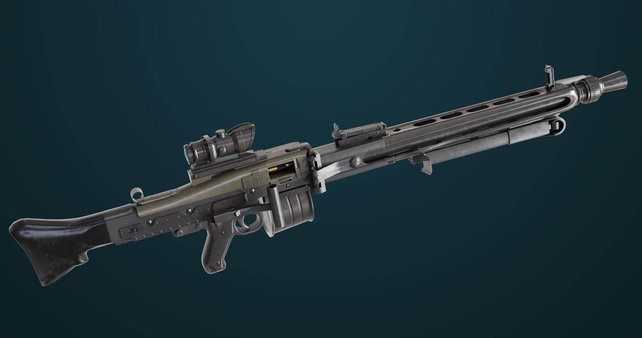 Machine Gun 08 Black All PBR Unity UE Textures Low-poly 3D model_30