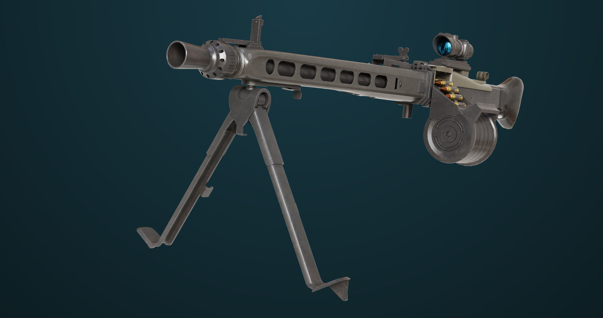 Machine Gun 08 Black All PBR Unity UE Textures Low-poly 3D model_16