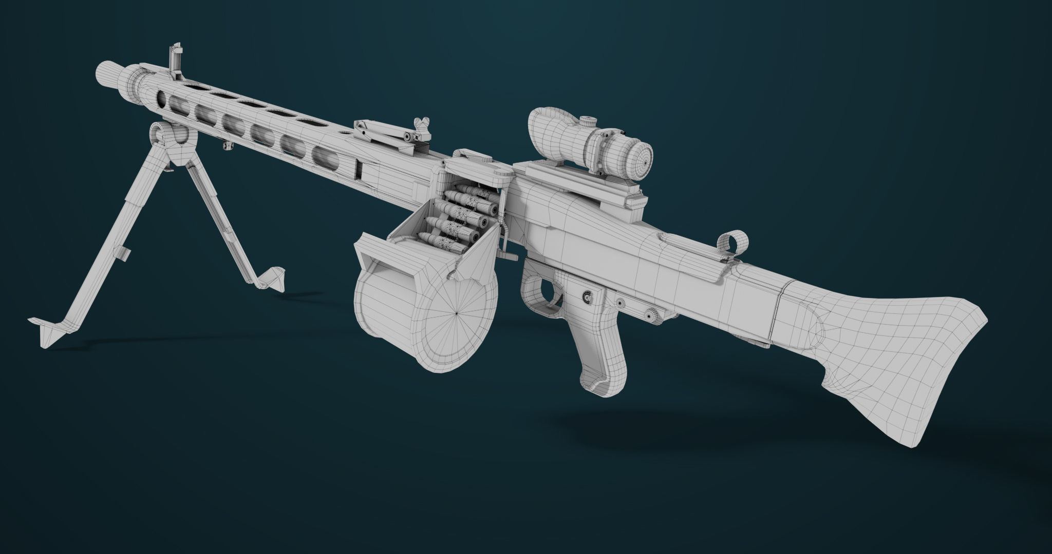 Machine Gun 08 Black All PBR Unity UE Textures Low-poly 3D model_37