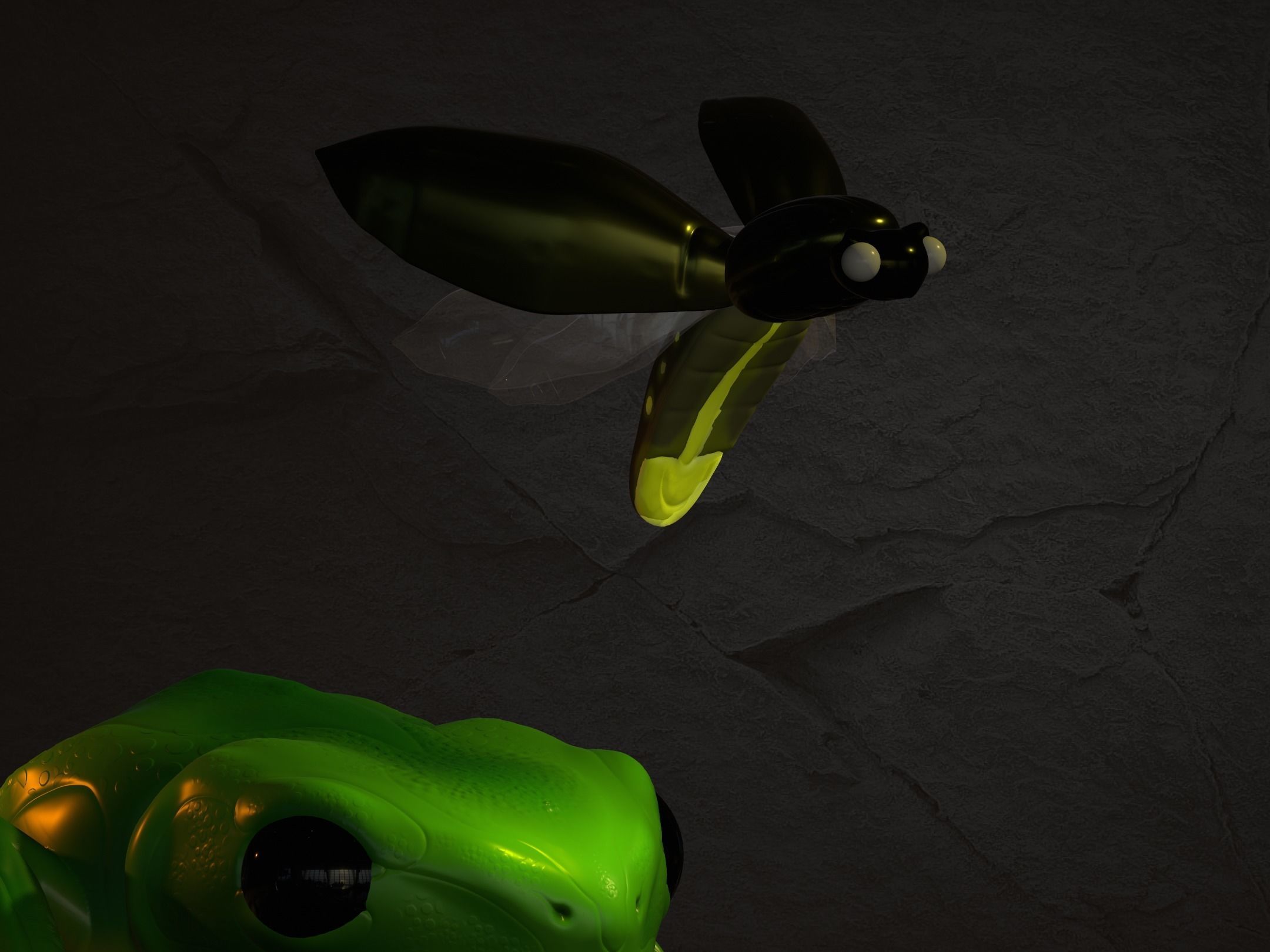 Brazilian frog kambo with a firefly  3D model_2