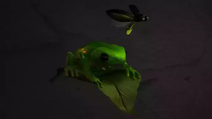 Brazilian frog kambo with a firefly 