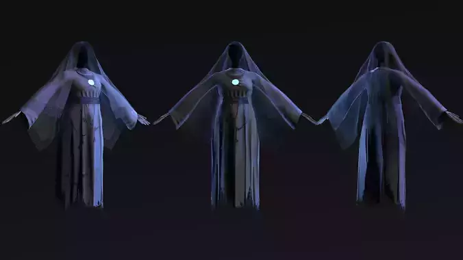 Female Ghost  Low-poly 3D model