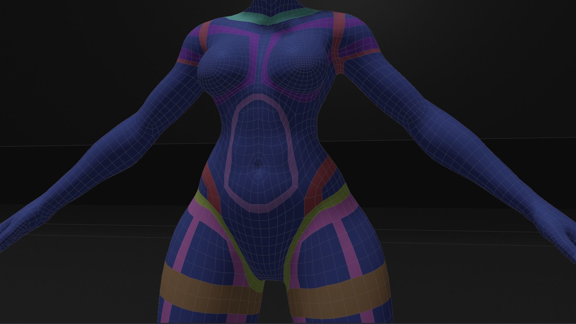 Stylized Anime girl base mesh model pack  Low-poly 3D model_5