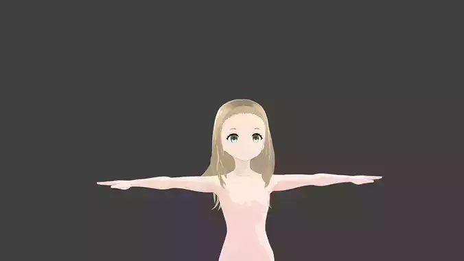 T pose rigged model - Kurumi anime girl 3D model