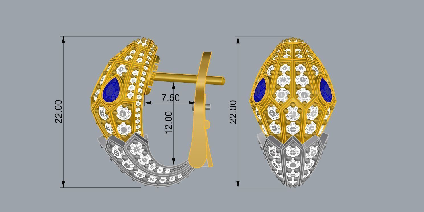 Earrings Snake Bulgari 3D print model_2
