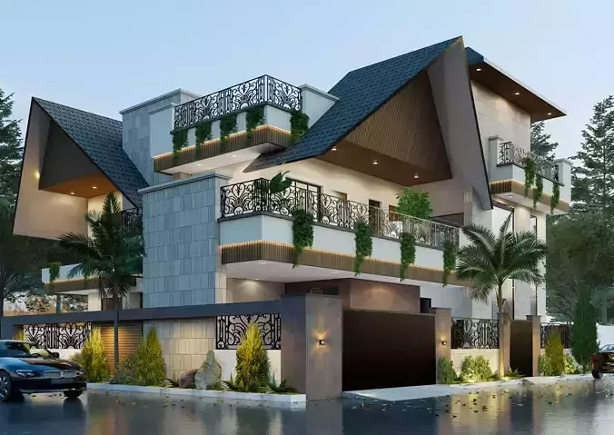 Luxurious Modern House 3D Model  High-Quality Architectural  3D model
