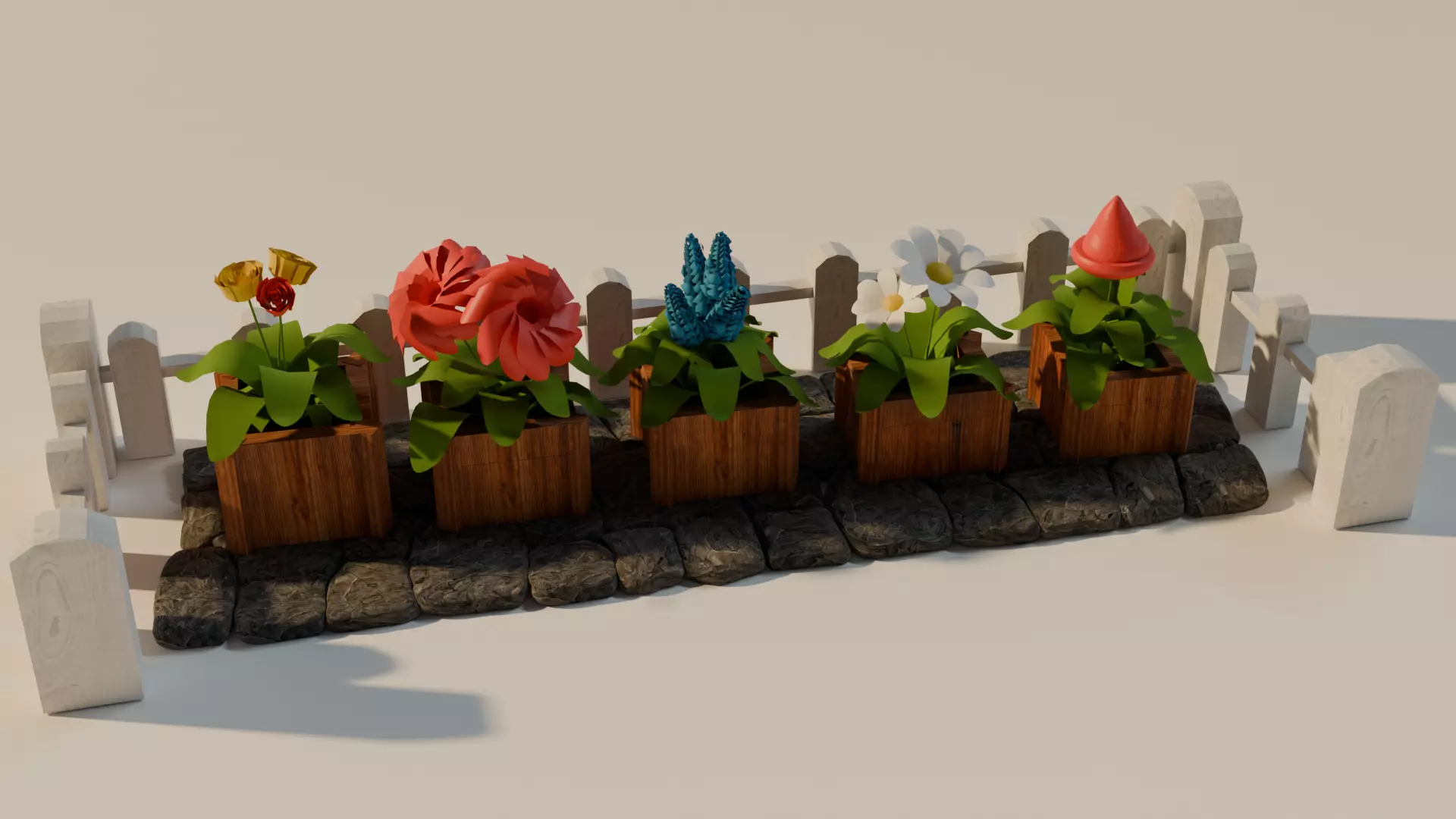 Flowers Pack Free low-poly 3D model