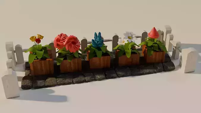 Flowers Pack Free low-poly 3D model