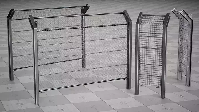 Metal Fence Chain Game 3D model Low-poly