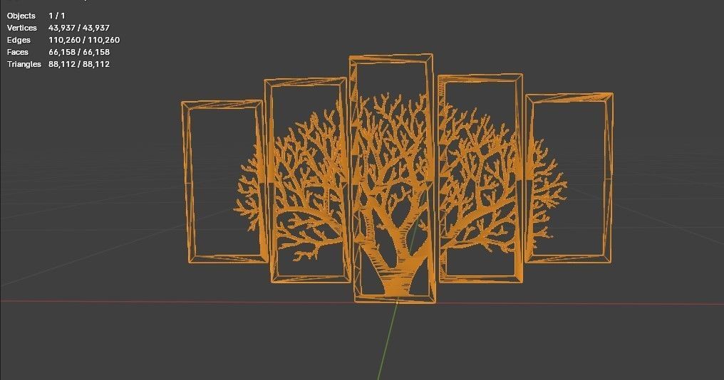 new vintage 5 frame tree panels 3d wooden wall decor Free 3D model_6