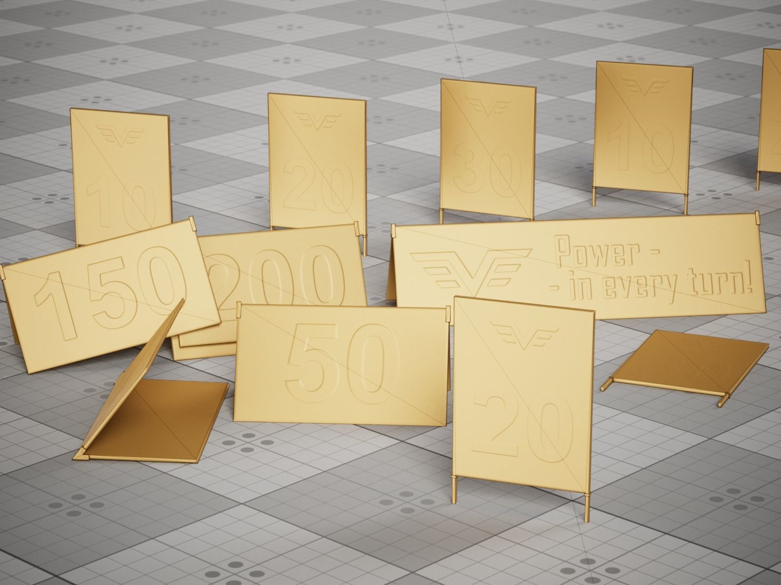 Braking Markers Game 3D model Low-poly Low-poly 3D model_7