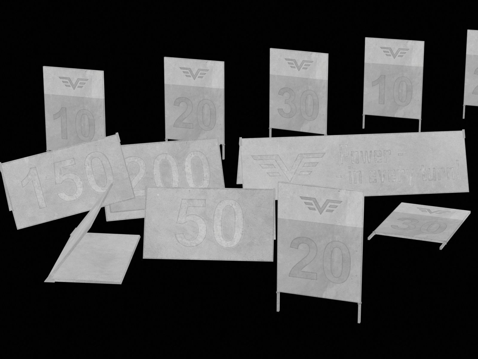 Braking Markers Game 3D model Low-poly Low-poly 3D model_10