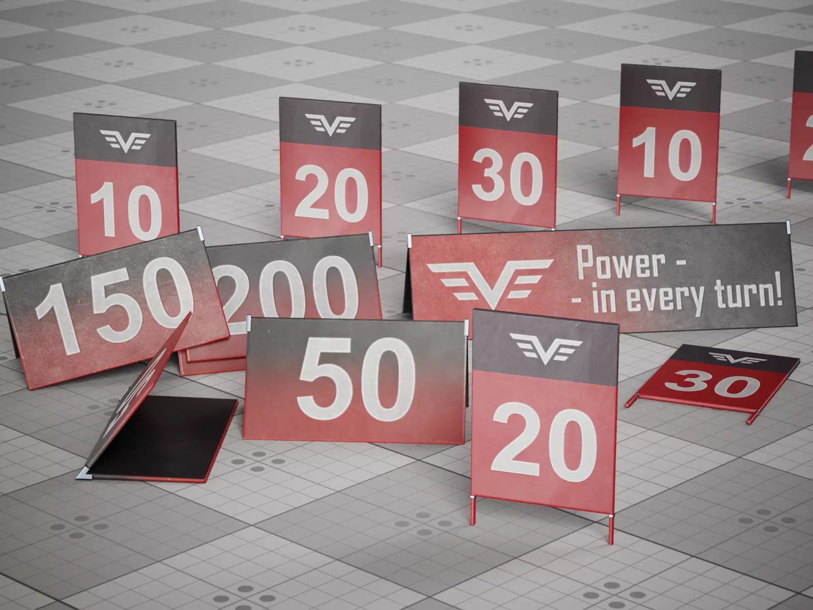 Braking Markers Game 3D model Low-poly Low-poly 3D model_0