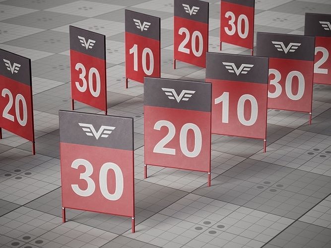 Braking Markers Game 3D model Low-poly Low-poly 3D model 3