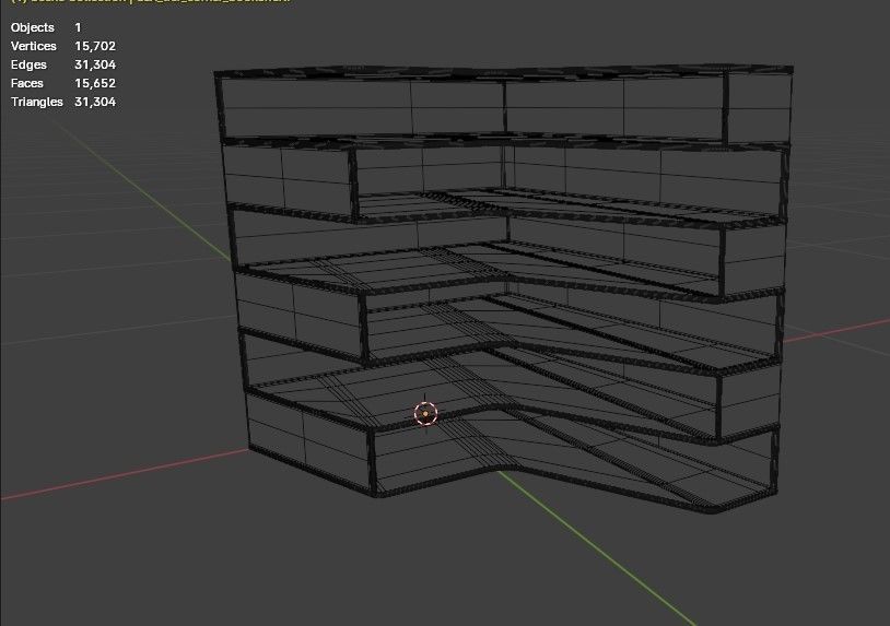 Six tier corner bookshelf Free low-poly 3D model_8
