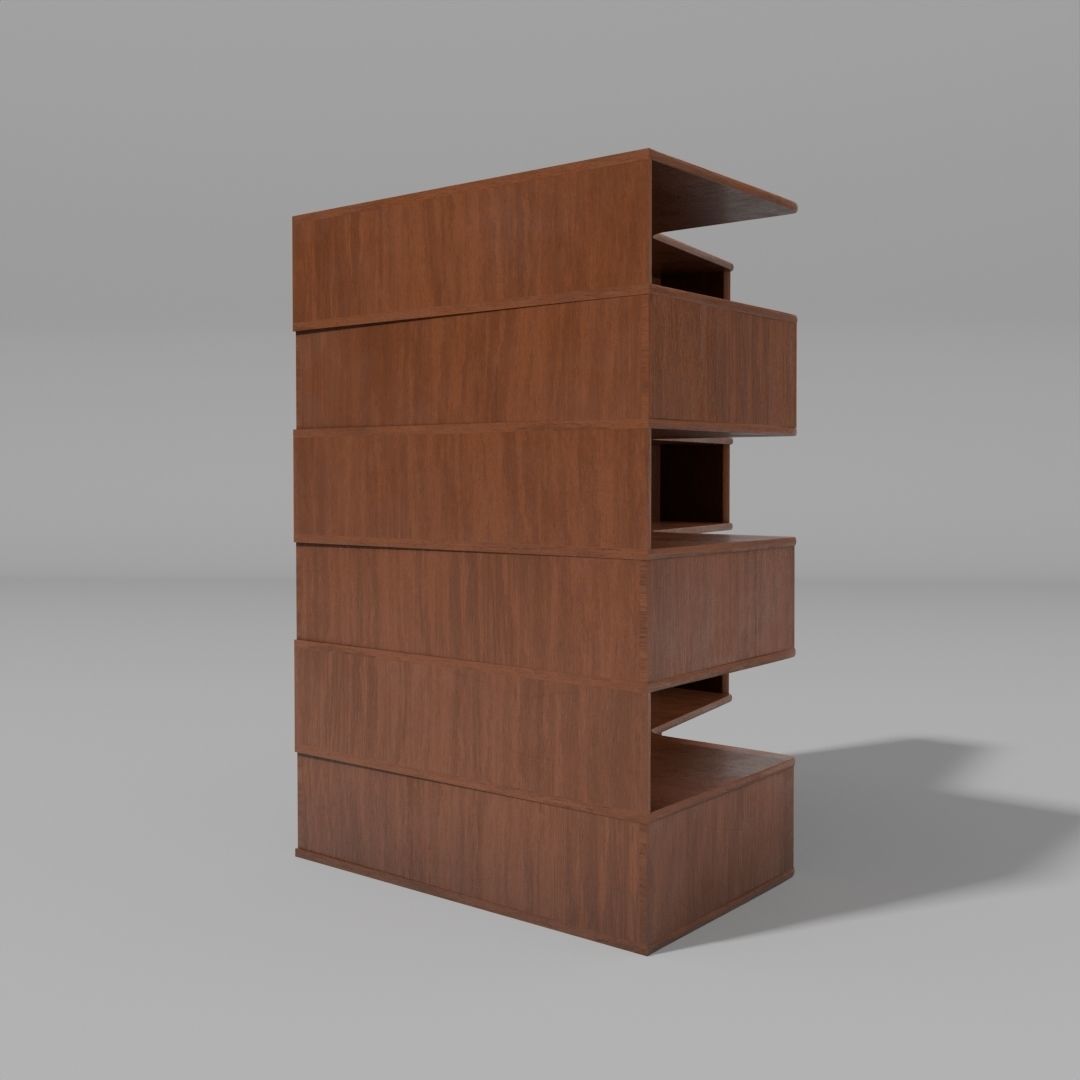 Six tier corner bookshelf Free low-poly 3D model_3
