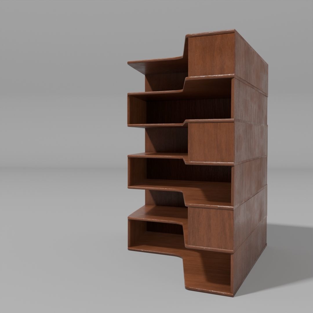 Six tier corner bookshelf Free low-poly 3D model_6