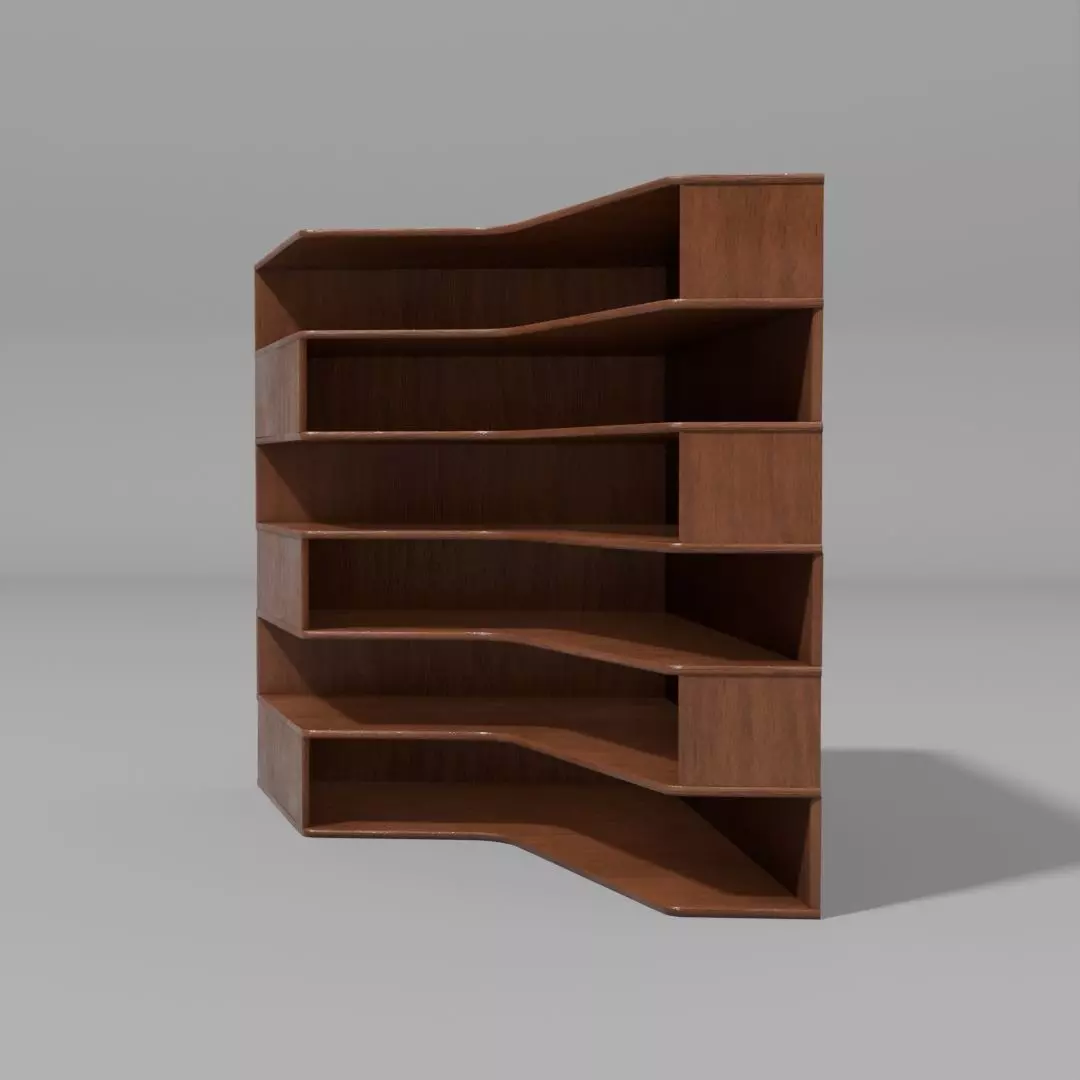 Six tier corner bookshelf Free low-poly 3D model_0