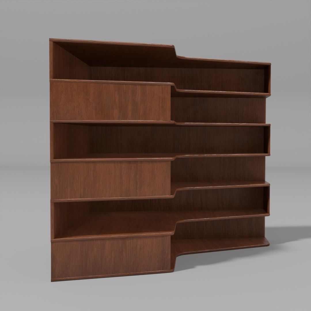 Six tier corner bookshelf Free low-poly 3D model_2