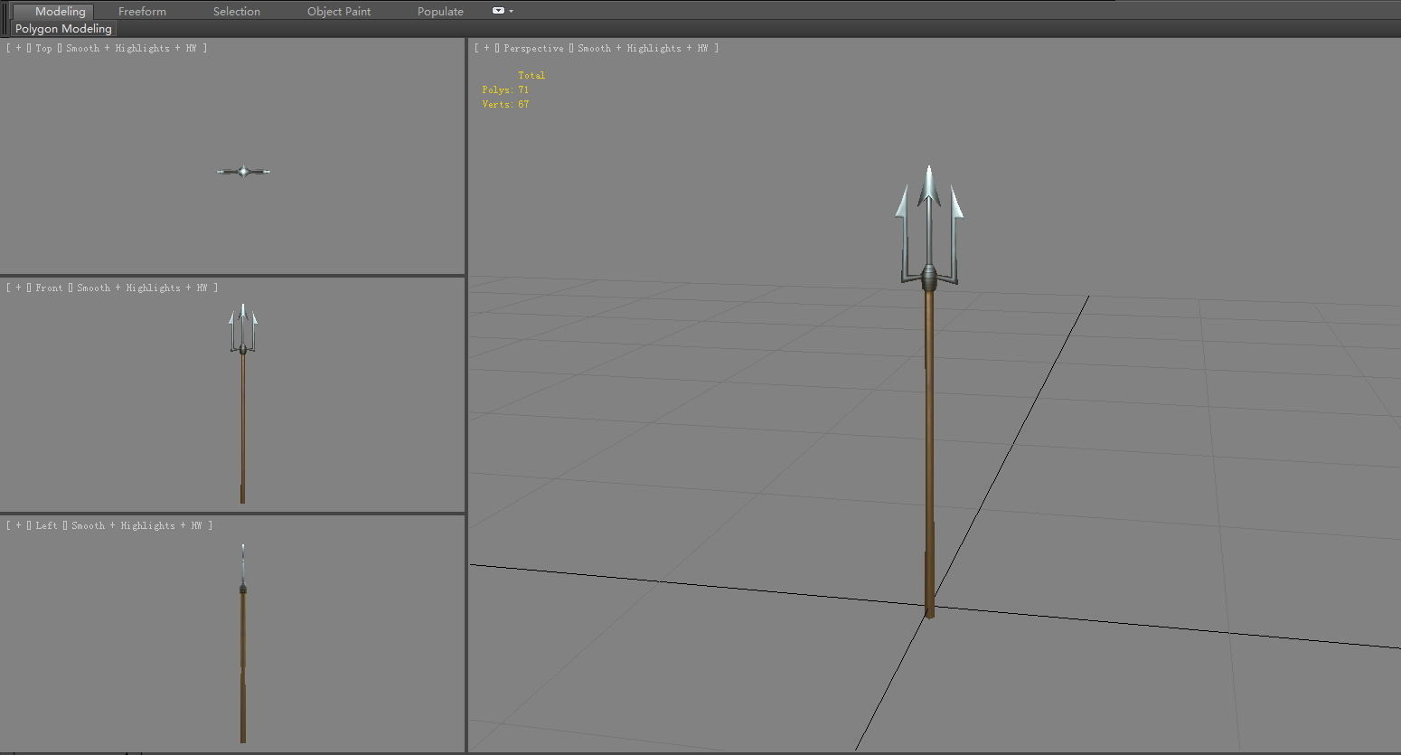 Cartoon sharp harpoon - fish spear  Low-poly 3D model_4