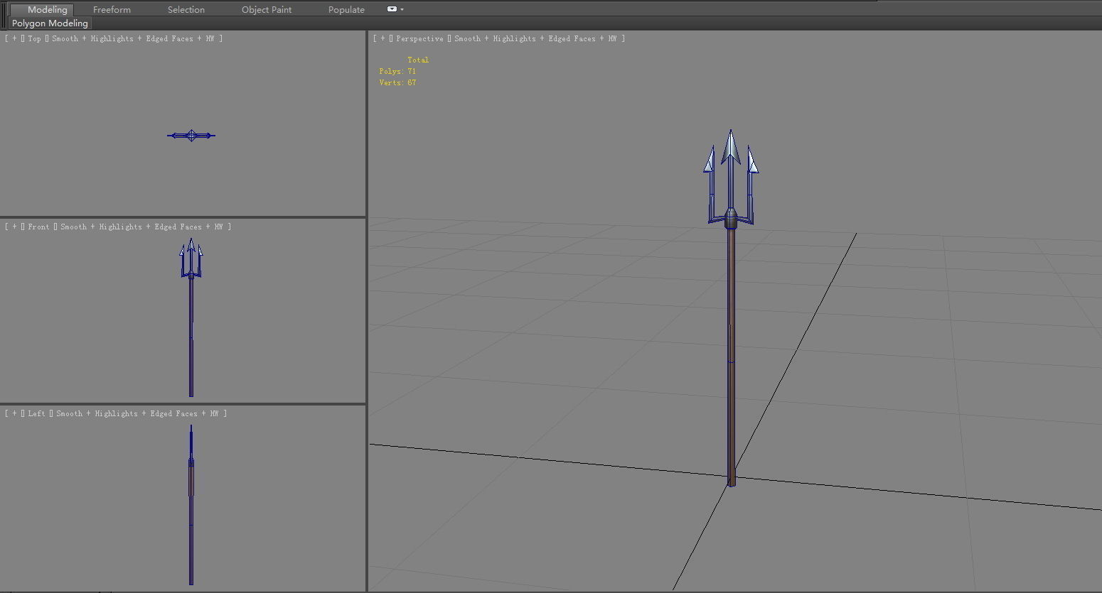 Cartoon sharp harpoon - fish spear  Low-poly 3D model_5