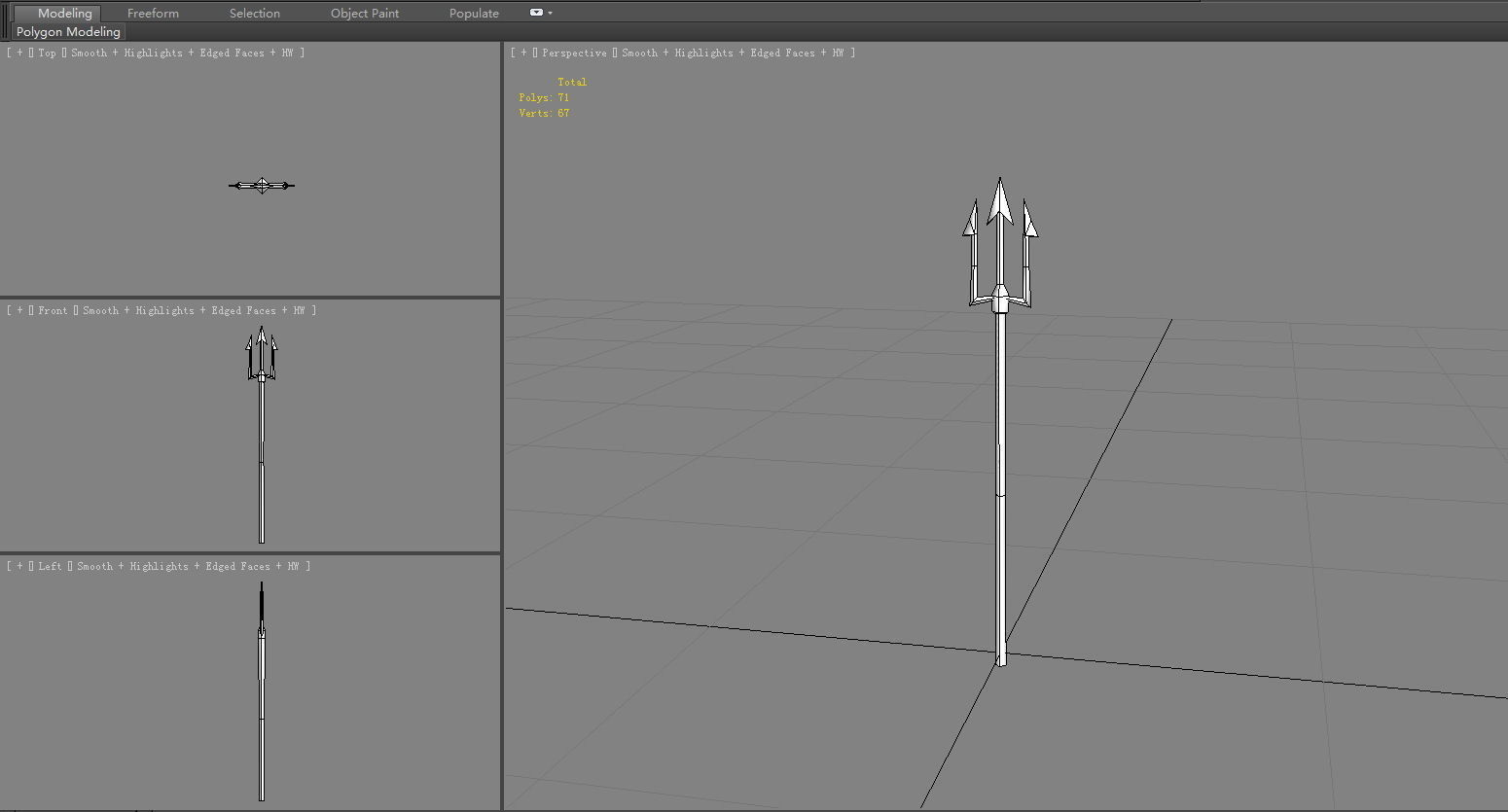 Cartoon sharp harpoon - fish spear  Low-poly 3D model_6