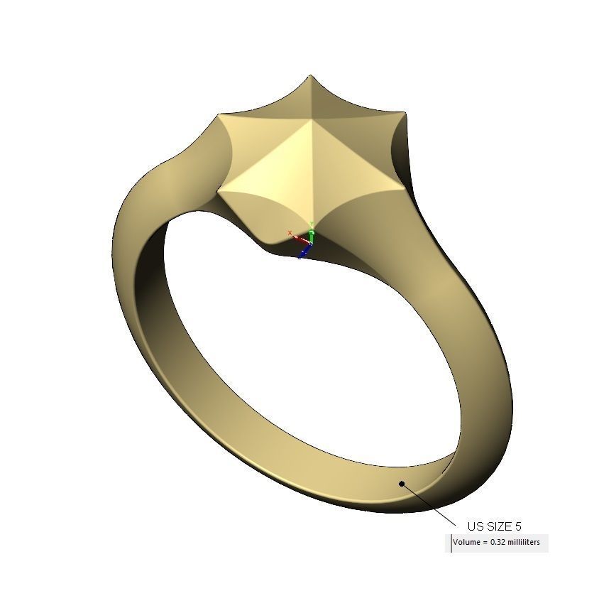 Faceted pointed hexagonal star signet ring US sizes 5to10 3D print model_12