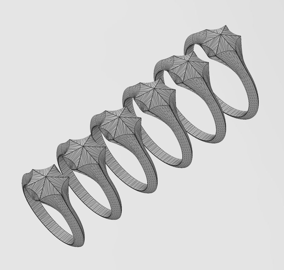 Faceted pointed hexagonal star signet ring US sizes 5to10 3D print model_14