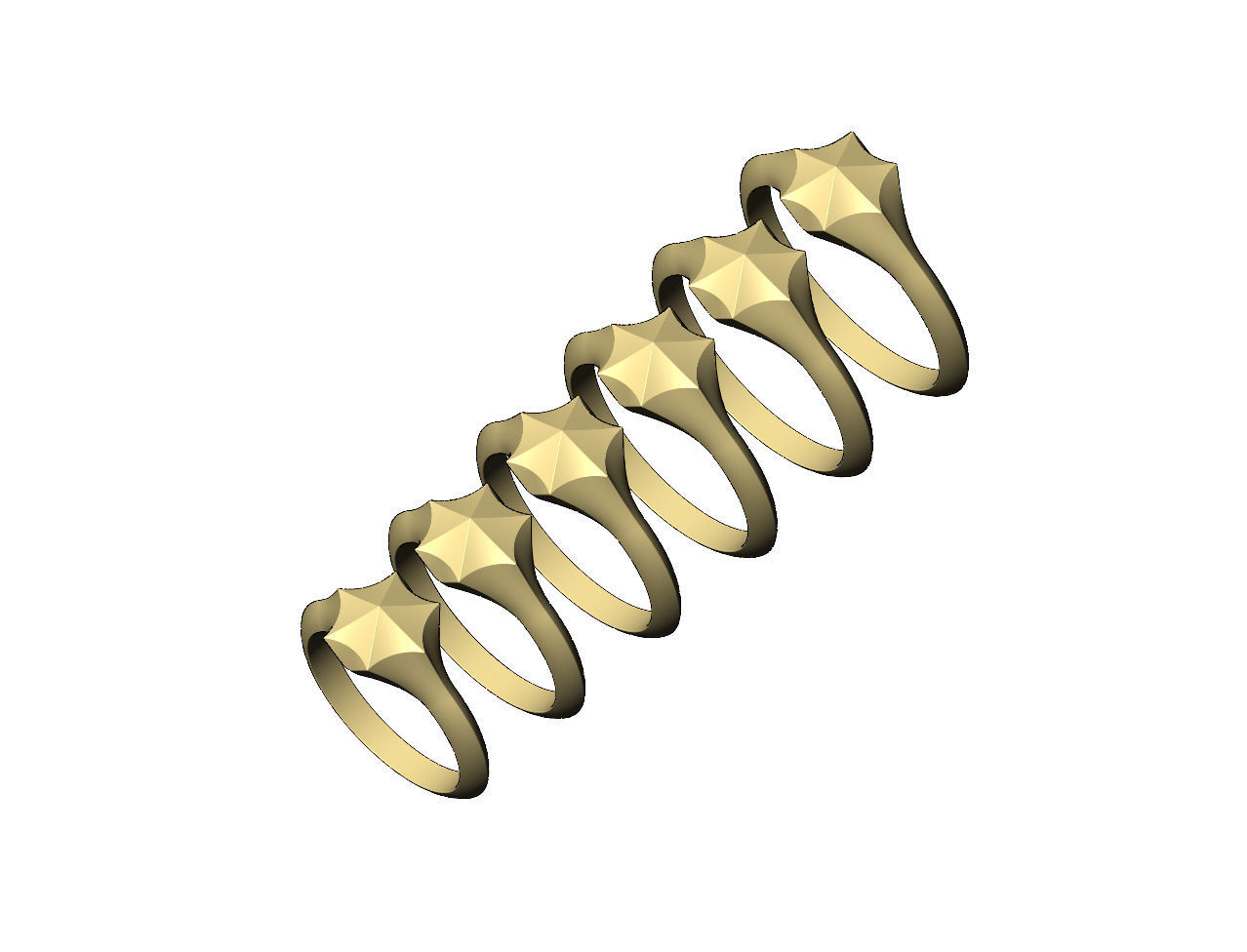 Faceted pointed hexagonal star signet ring US sizes 5to10 3D print model_4