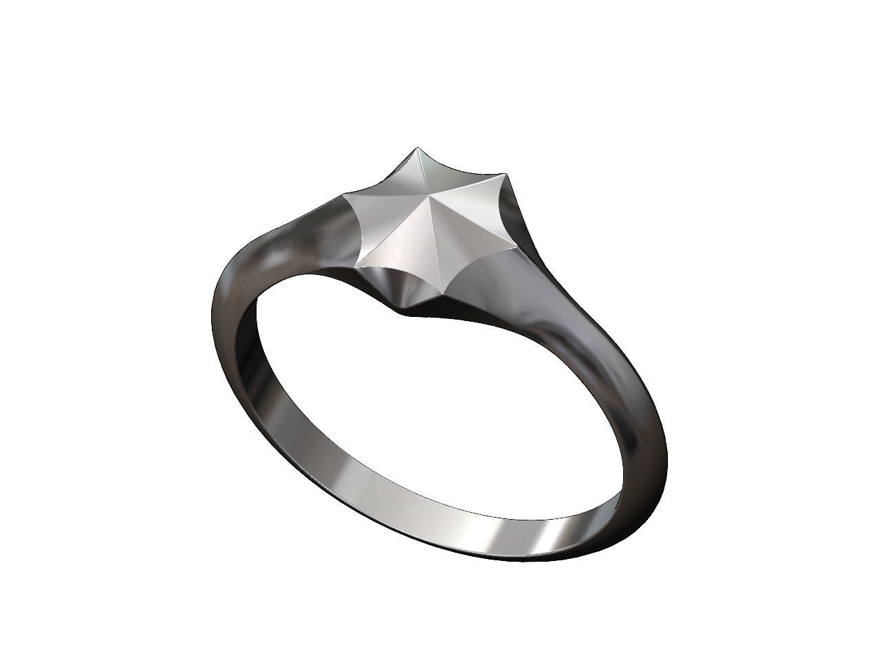 Faceted pointed hexagonal star signet ring US sizes 5to10 3D print model_9