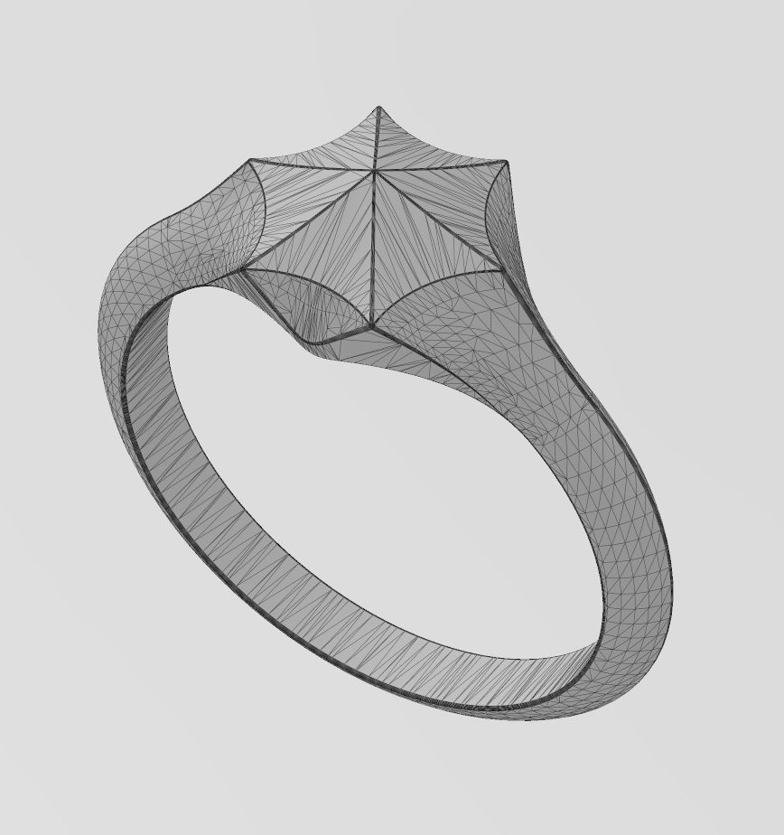 Faceted pointed hexagonal star signet ring US sizes 5to10 3D print model_16