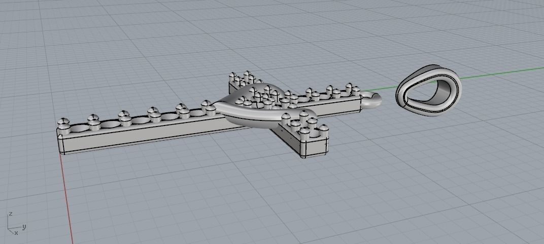 Pendant cross with heart N01988 3D print model_4