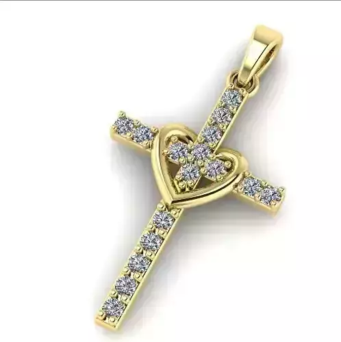 Pendant cross with heart N01988