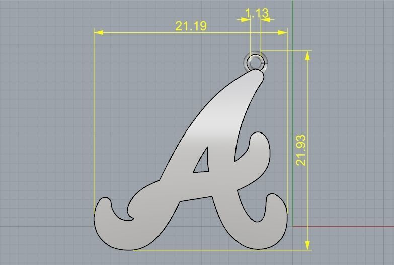 Pendant letter A N01979 3D print model_5