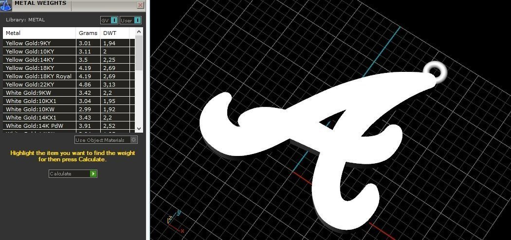 Pendant letter A N01979 3D print model_7