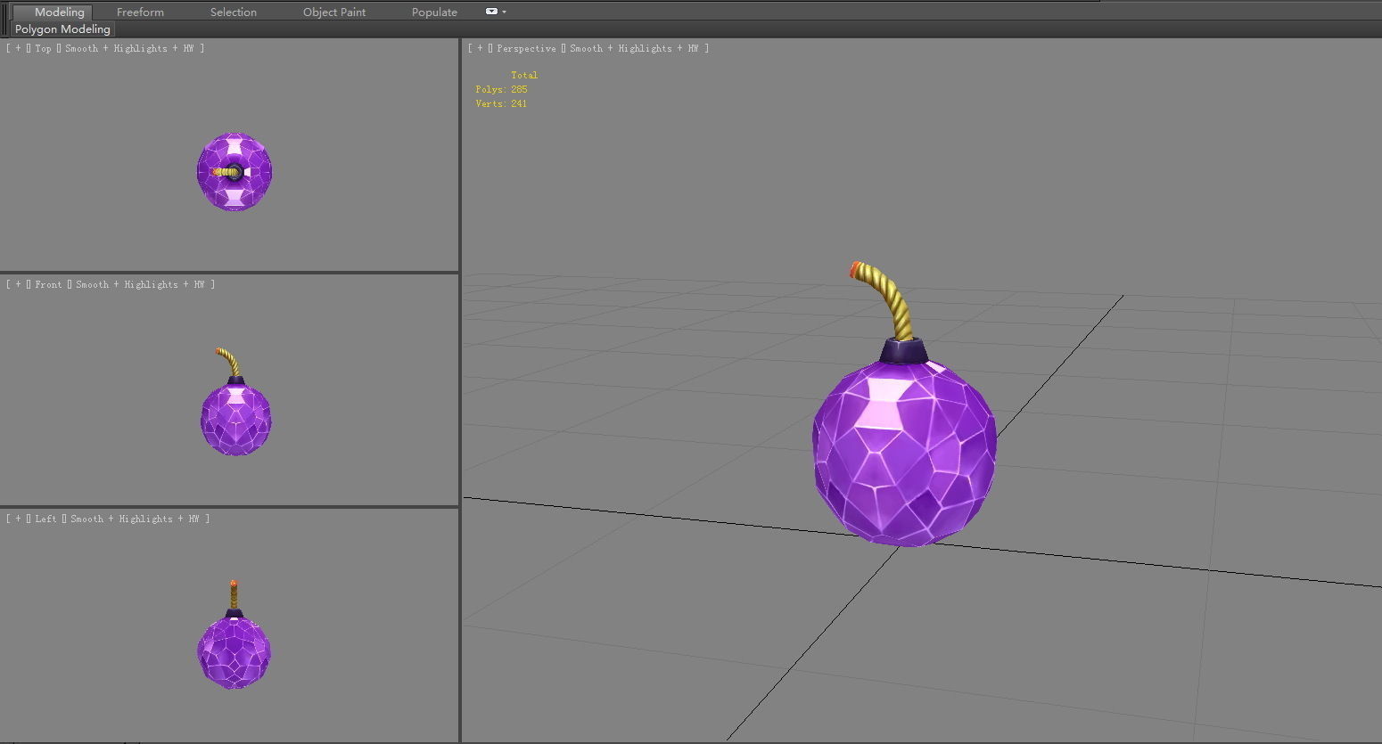 Amethyst Diamond Bomb - plastic grenade Low-poly 3D model_3