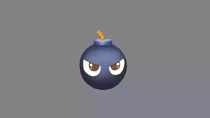 Cartoon black bomb character