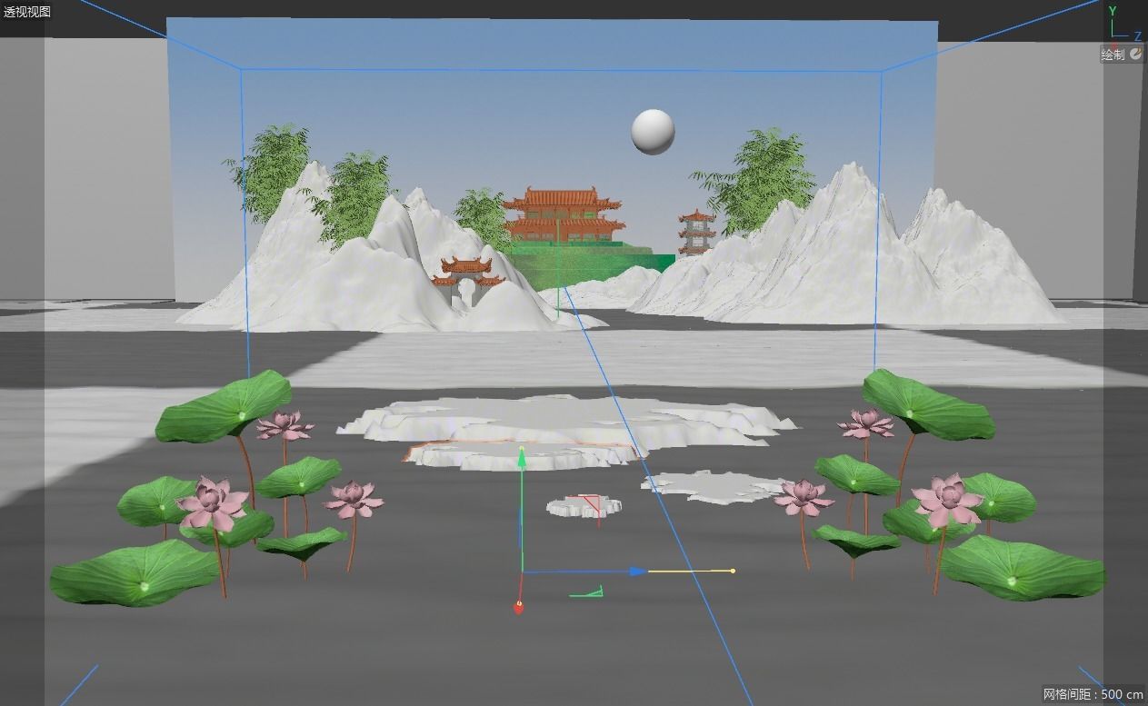 In summer   three-dimensional Chinese landscape  3D model_1