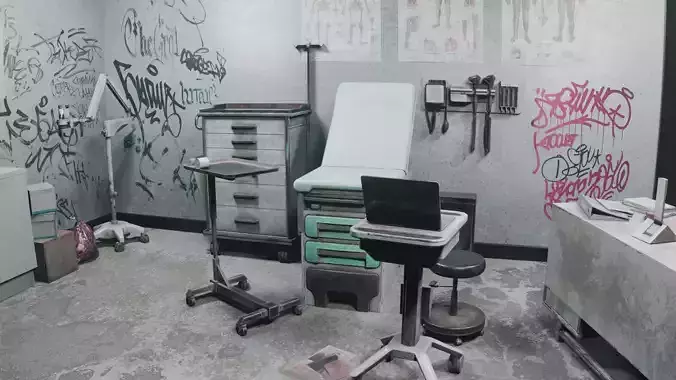 Abandoned Exam Room Graffity Concept Low-poly 3D model