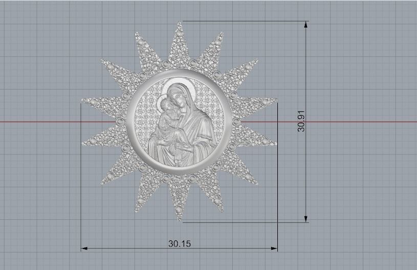 Pendant sun with icon N011036 3D print model_5